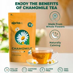 Pure Chamomile Tea – no stems, 100% Natural Herbal Tea, 60 bags, USA seller