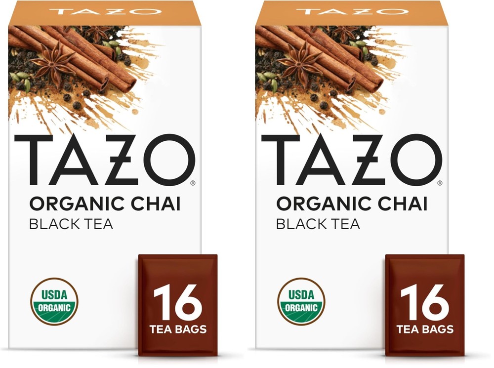 TAZO Tea Bags, Black Tea, Regenerative 32 Bags (Pack of 2), Organic Chai