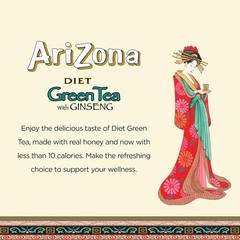 Vitamin C Fortified Diet Green Tea with Ginseng – Low Calorie Delight, 16 Fl Oz