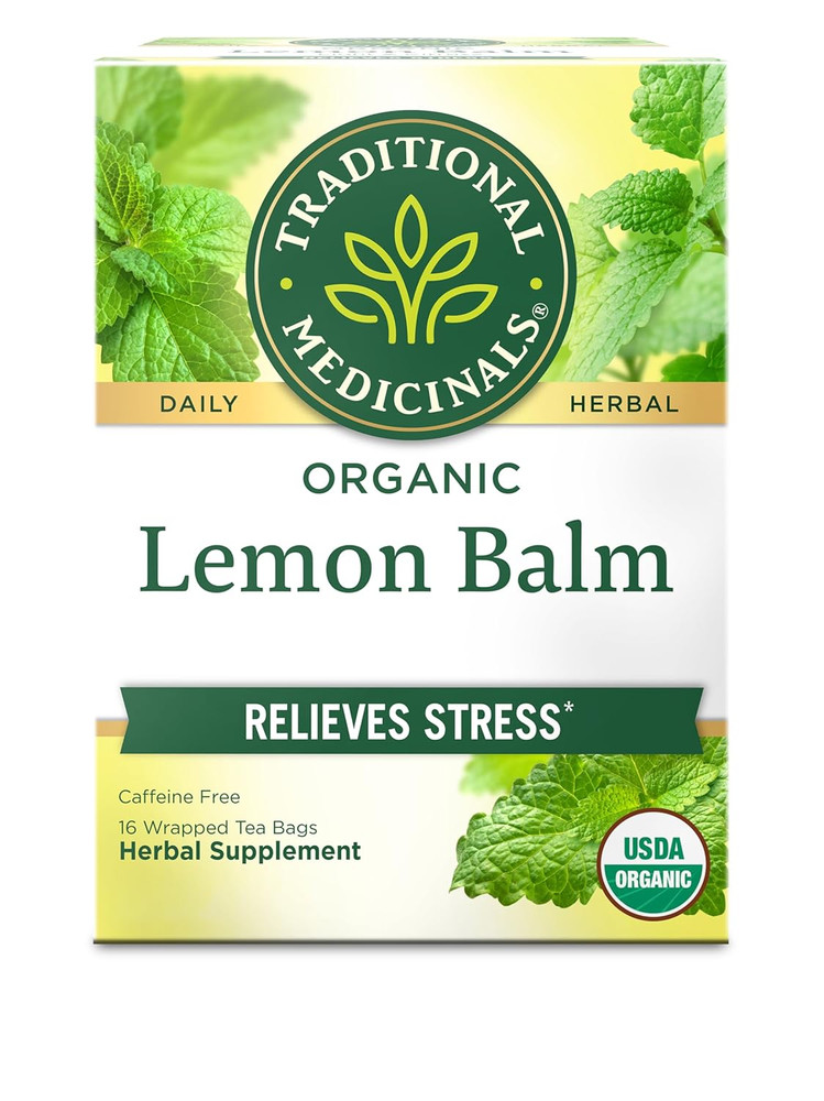 Organic Lemon Balm Tea Bags 16 Count Kosher Non-GMO Caffeine-Free Compostable