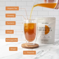 NoonBrew Oolong Mushroom Tea – Natural Energy, Focus & Mood Support, 60 Servings