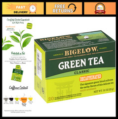 Decaf Green Tea Bags – Classic Flavor, 120 Total Bags, Pack of 6, Caffeine-Free