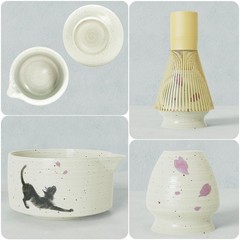 Complete 8-Piece Matcha Set – Japanese Matcha Tea Ceremony Kit with Cat Print…