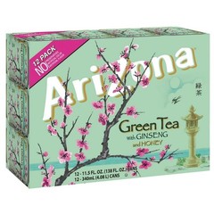 Arizona Green Tea with Ginseng and Honey, 11.5 Fl Oz Cans (12-Pack)