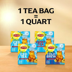 Lipton Cold Brew Black Tea Bags, Family Size, 22 Count