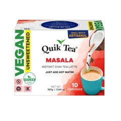 QuikTea Instant Unsweetened Vegan Masala Chai Tea Latte – 10 Count, classic l…