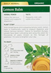 Organic Lemon Balm Tea Bags 16 Count Kosher Non-GMO Caffeine-Free Compostable