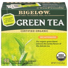 Bigelow Organic Decaf Green Tea Bags, 40 Count – Caffeine-Free Herbal Tea