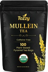 Organic Mullein Tea – 100 Count, PlantBased Pyramid Tea Bags – Packaging May …