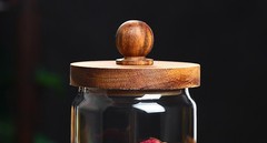 Glass Storage Jars with Wooden Lids – Airtight Containers for Pantry