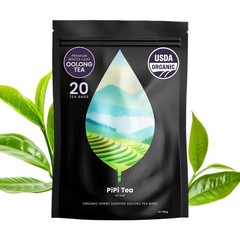 PiPi Tea Organic Oolong Tea Bags – Whole Leaf, 20 Bags (4g Each) – Cortisol & Ca
