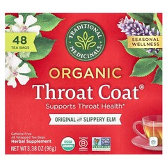 Organic Throat Coat®, Original with Slippery Elm, Caffeine Free, 48 Wrapped Tea