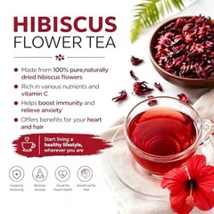 Hibiscus Tea Bags 100 Count – 100% Pure Natural Dried Hibiscus Flowers US