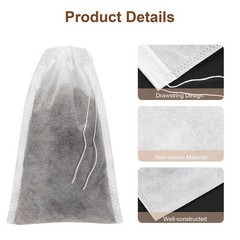 300×Disposable Drawstring Filter Bag – Biodegradable Tea Compostable 3.94″x5.9″