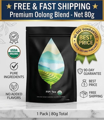 PiPi Tea Organic Oolong Tea Bags – Whole Leaf, 20 Bags 4g Each – Cortisol Ca…