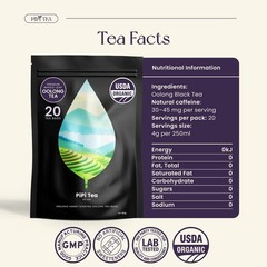 PiPi Tea Organic Oolong Tea Bags – Whole Leaf, 20 Bags (4g Each)-Weight Loss