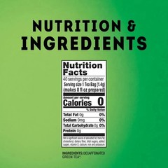 Lipton Green Tea, Decaffeinated, Tea Bags 40 Count Box
