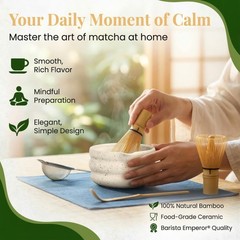 Matcha Whisk Set with Bowl, Frother, Spoon, Sifter, Scoop, Stand – Complete Kit