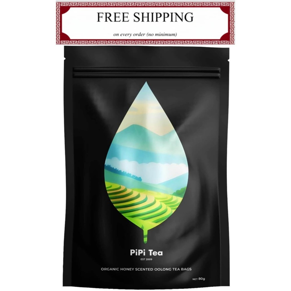 PiPi Tea Organic Oolong Bags – Whole Leaf, 20 (4g Each) 20 .