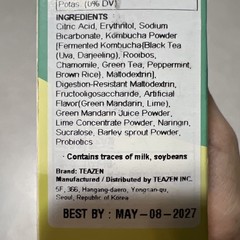 [TEAZEN] Green Mandarin Lime Kombucha Tea 10 Sticks Low Calorie, Prebiotics 8/27