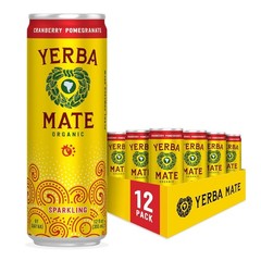 Flavorful Organic Yerba Mate – Cranberry Pomegranate Sparkling Beverage, 12-Pack