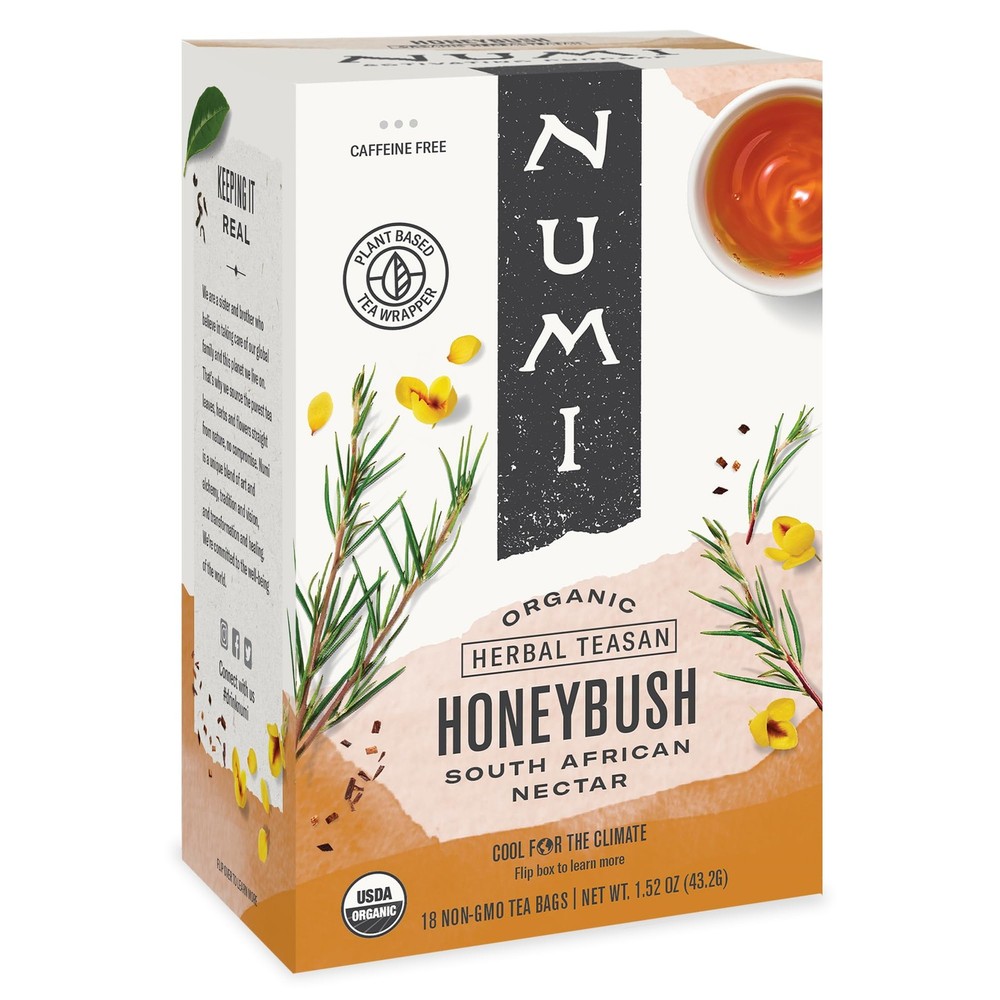 Organic Honeybush Tea, 18 Bags, Sweet South African Herbal , Caffeine Free