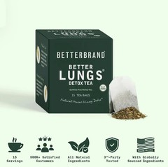 Betterbrand Better Lungs Detox Tea 2-Pack Caffeine-Free Herbal Tea (30 Bags)