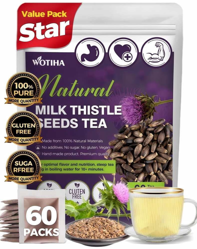 60 Count Premium Milk Thistle Tea Bags 100% Natural Milk Thistle Seed, Liver…