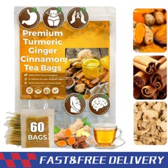 60Bags Turmeric Ginger Cinnamon Tea No Additive Support Brain Weight Sleep-Skin