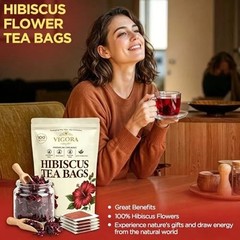 Hibiscus Tea Bags 100 Count – 100% Pure Natural Dried Hibiscus Flowers No Sugar