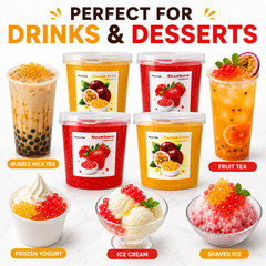 Honey&Milk Popping Boba 4 Pack 3.2KG Passion Fruit Strawberry Bubble Tea Taiwan