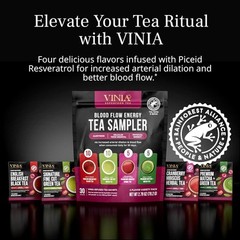 VINIA Tea Sampler, 4 Flavor Variety Pack. Made with organic Teas