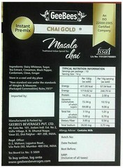 Geebees Chai Gold Instant Premix Masala Tea Sweetened – 140 Grams