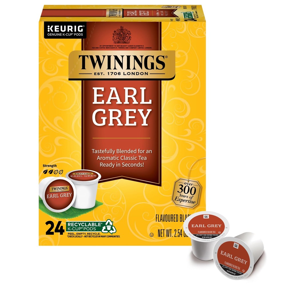 Twinings Earl Grey Black Tea K-Cup Pods for 24 Count (Pack of 1), Multi