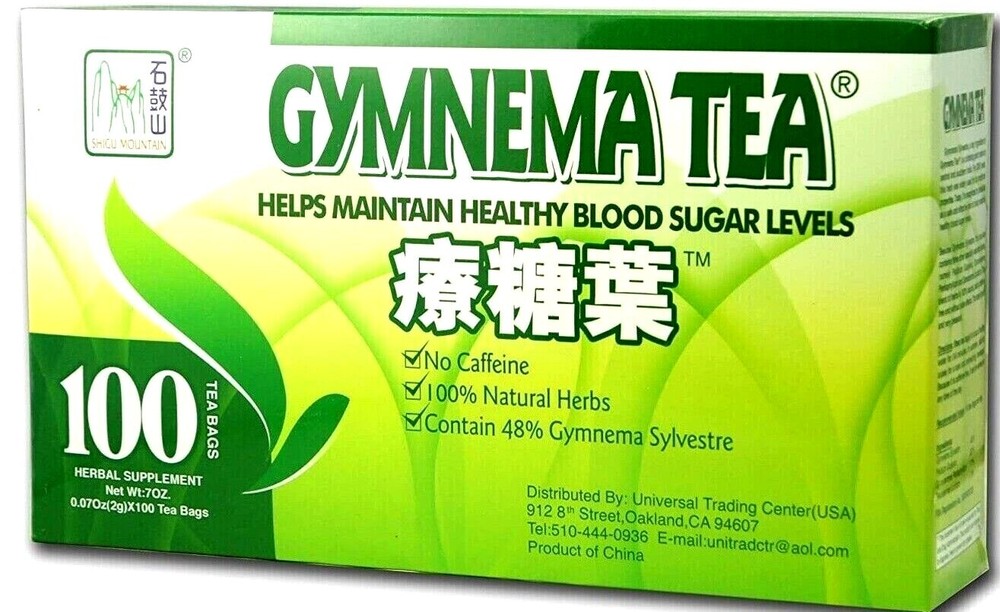 Gymnema Green Tea For Diabetics, No Caffeine 100 Tea Bags
