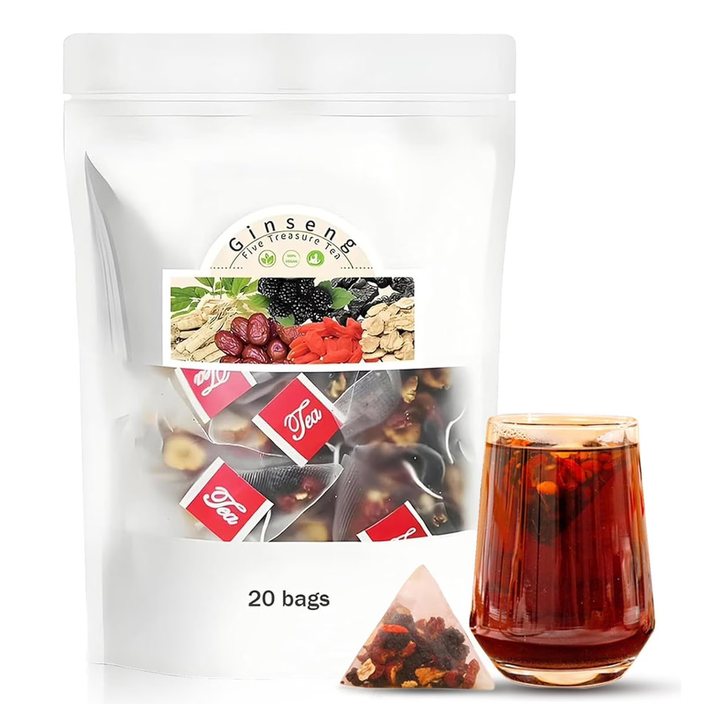 Ginseng Five Treasure Tea Herbal Wellness Blend–500g(100Bags) Free Shipping