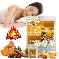 Turmeric, Ginger, Cinnamon Tea Bags, 100% Natural & No Additives & Caffeine Free