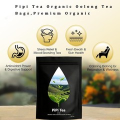 1-3PACK PiPi Tea Organic Oolong Tea Bags – Premium Whole Leaf,20 Bags (4g Each)
