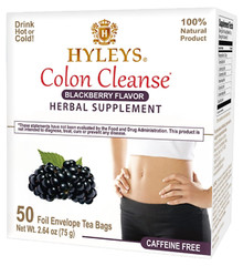 HYLEYS Tea Wellness Colon Cleanse, Blackberry, 50 Count, 1 Pack