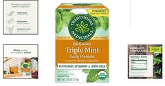 Naturally Delicious Organic Triple Mint Tea – Digestive Aid, 16 Compostable Bags