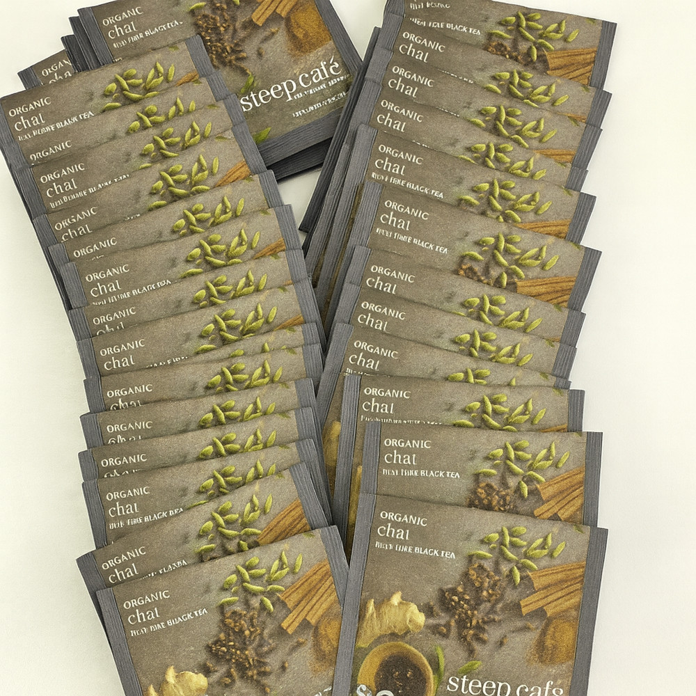 Organic 50 Individual SEALED Bags Steep By Bigelow Café Organic CHAI BLACK TEA