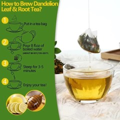 Dandelion Tea 100-Leaf & Root Herbal Tea Bags for Liver & Kidney Health Detox
