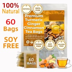 60Bags Turmeric Ginger Cinnamon Tea No Additive Support Brain Weight Sleep-Skin