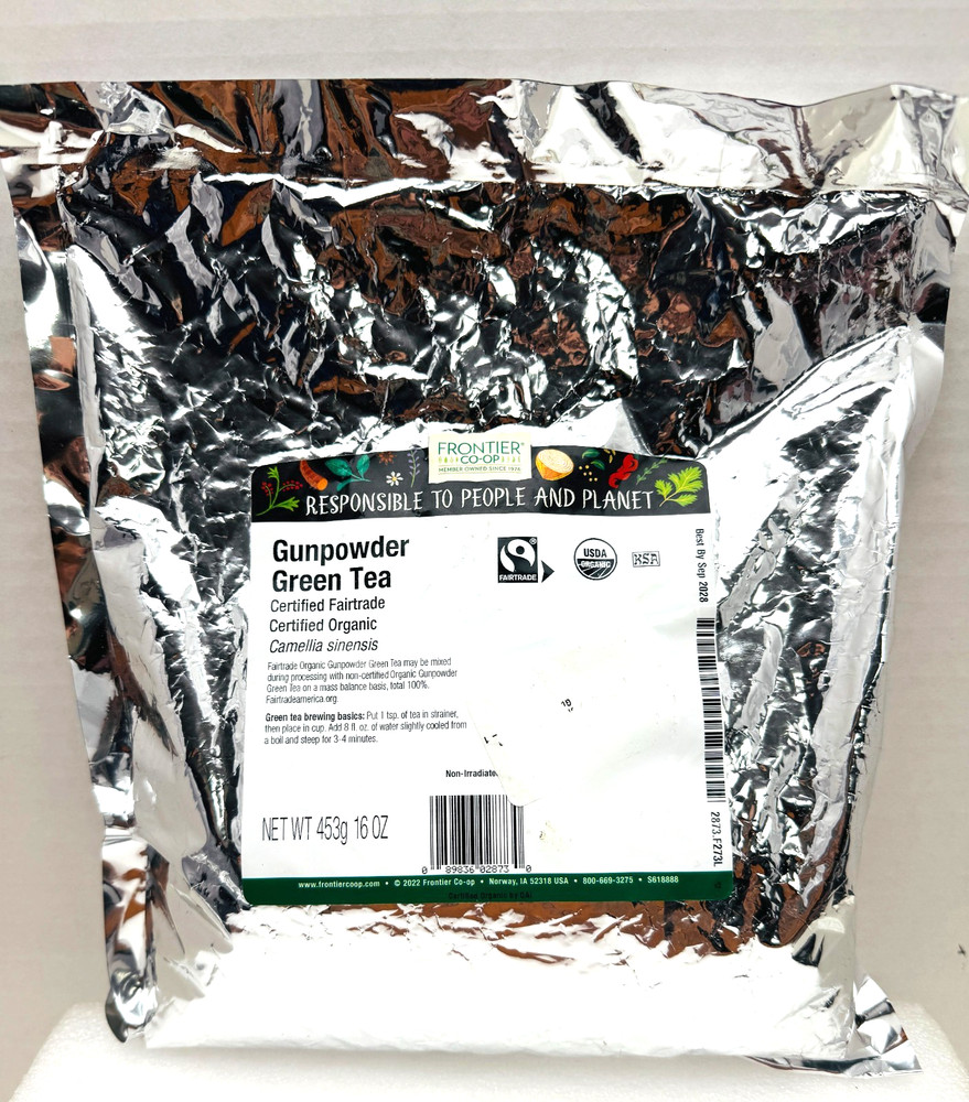 16oz Organic Gunpowder Green Loose Herb Caffeinated Tea leaves Fair trade Bulk