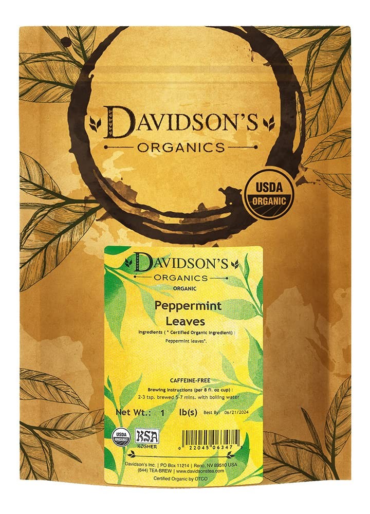 Davidson’s Tea Bulk, Organic Peppermint Leaves, 16-Ounce Bag