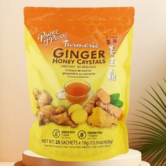 Pack of 6 Ginger Honey Crystals, Turmeric, Caffeine Free, 25 Sachets