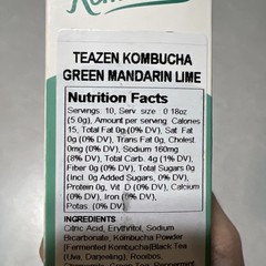 [TEAZEN] Green Mandarin Lime Kombucha Tea 10 Sticks Low Calorie, Prebiotics 8/27