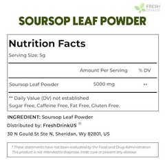 100% Pure Soursop Leaf Powder 4.5oz – Natural Graviola for Tea, Baking, Vegan, N