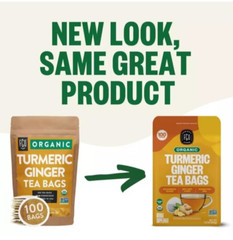 Organic Turmeric Ginger Tea – Eco-Conscious Tea Bags – 100 Count