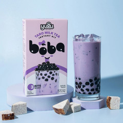 Yulu Foods Instant Boba Taro Milk Tea, Bubble Tea Kit, 3 Drinks